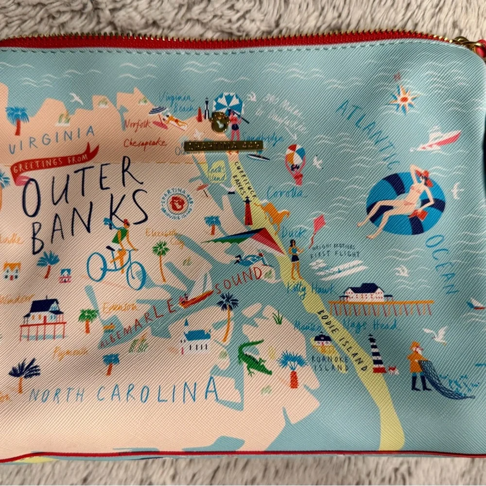 Spartina 449 Outer Banks Map Clutch - Blue and Tan - Picture 8 of 12